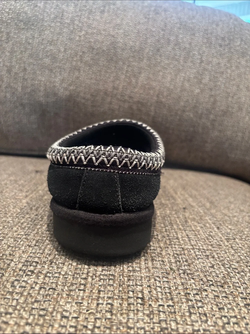 UGG Black Suede Slip-On Clog with Contrast Stitching